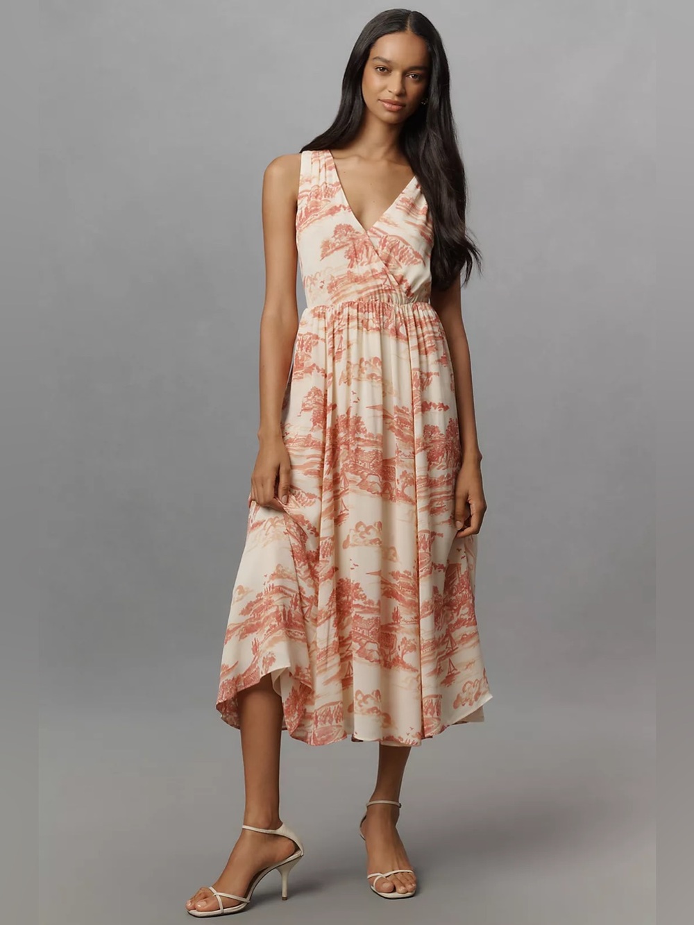 Reformation Farah Midi Dress Toile Print Sleeveless V Neck NWT Size 4